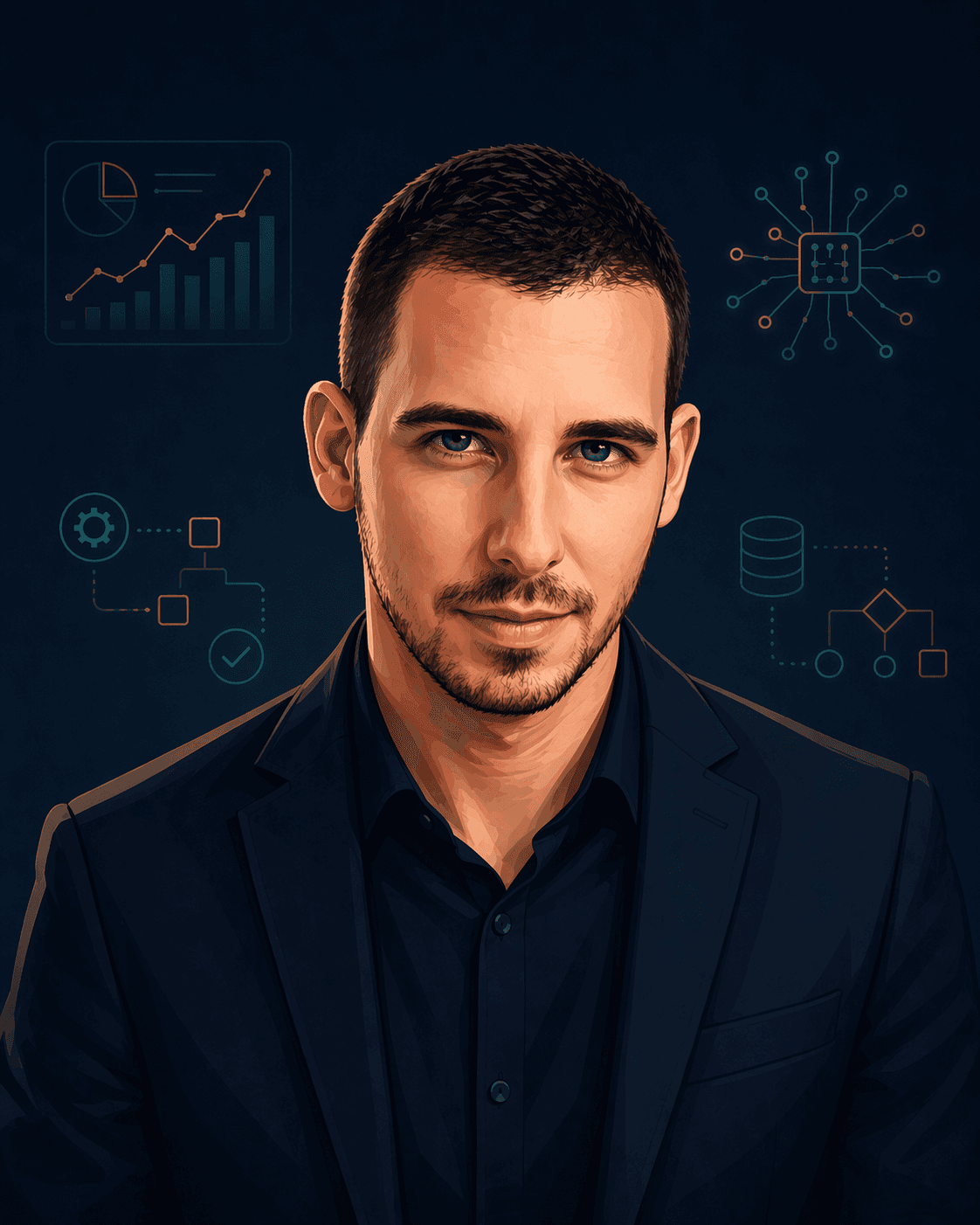 Illustrated AI and data avatar of George Vasilakopoulos